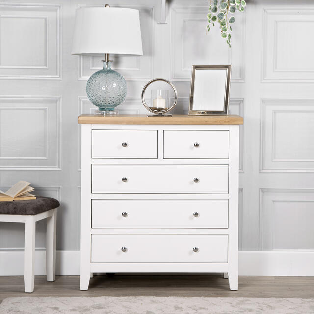 Venice White 2 over 3 Chest of Drawers