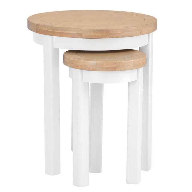 Venice White Round Nest of 2 Tables