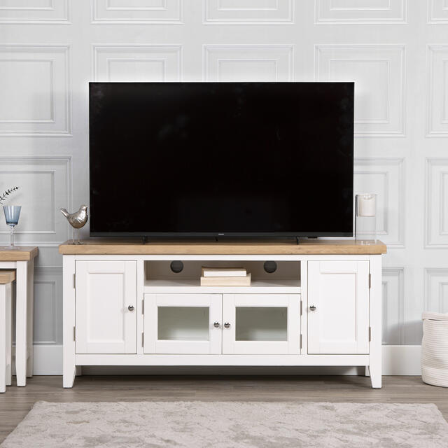 Venice White Large TV Unit