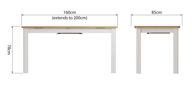 Palermo 1.6m Extending Dining Table
