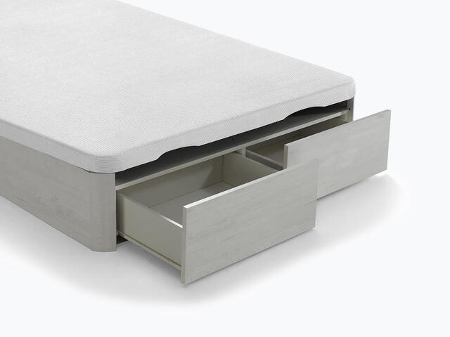 Khama Yulan Ottomon Storage Bed base 190 x 135cm Artic