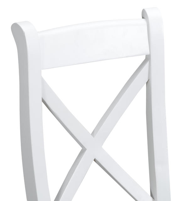 Verona White Cross Back Chair with Wooden Seat